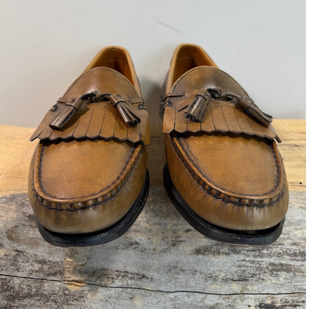 Allen Edmonds Lowry Hill Tan Leather Tassel Kiltie Loafers Mens 11 D USA 31421 - Picture 6 of 8